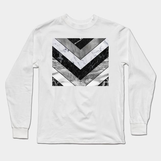 Shimmering mirage - grey marble chevron Long Sleeve T-Shirt by marbleco